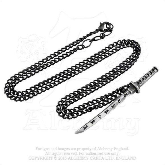 Alchemy Gothic Bushido Japanese Katana Sword Pendant Necklace E357 - Picture 3 of 3